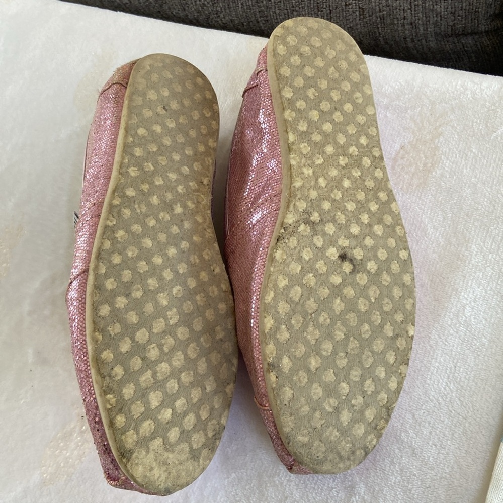 TOMS Shimmering Pink Slip-Ons - Picture 5 of 8